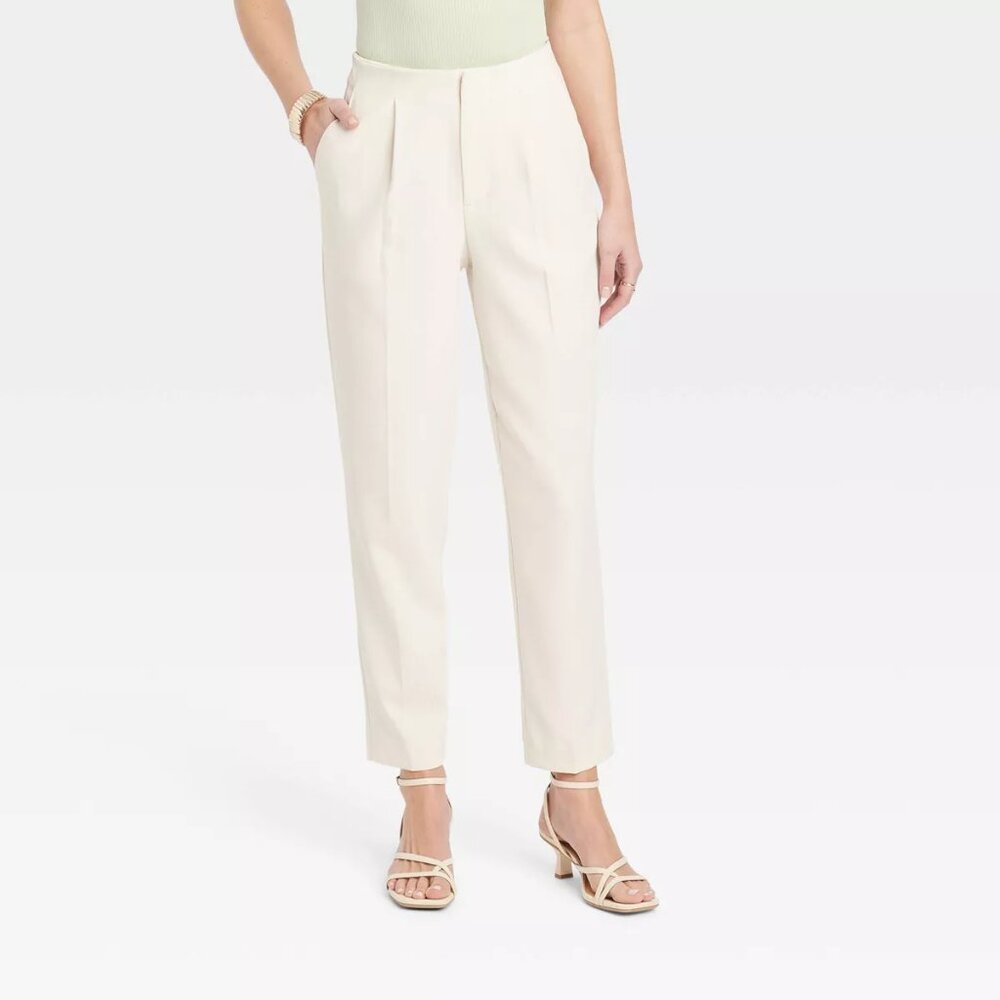 NWT A New Day Women's High-Rise Tailored Trousers - Cream